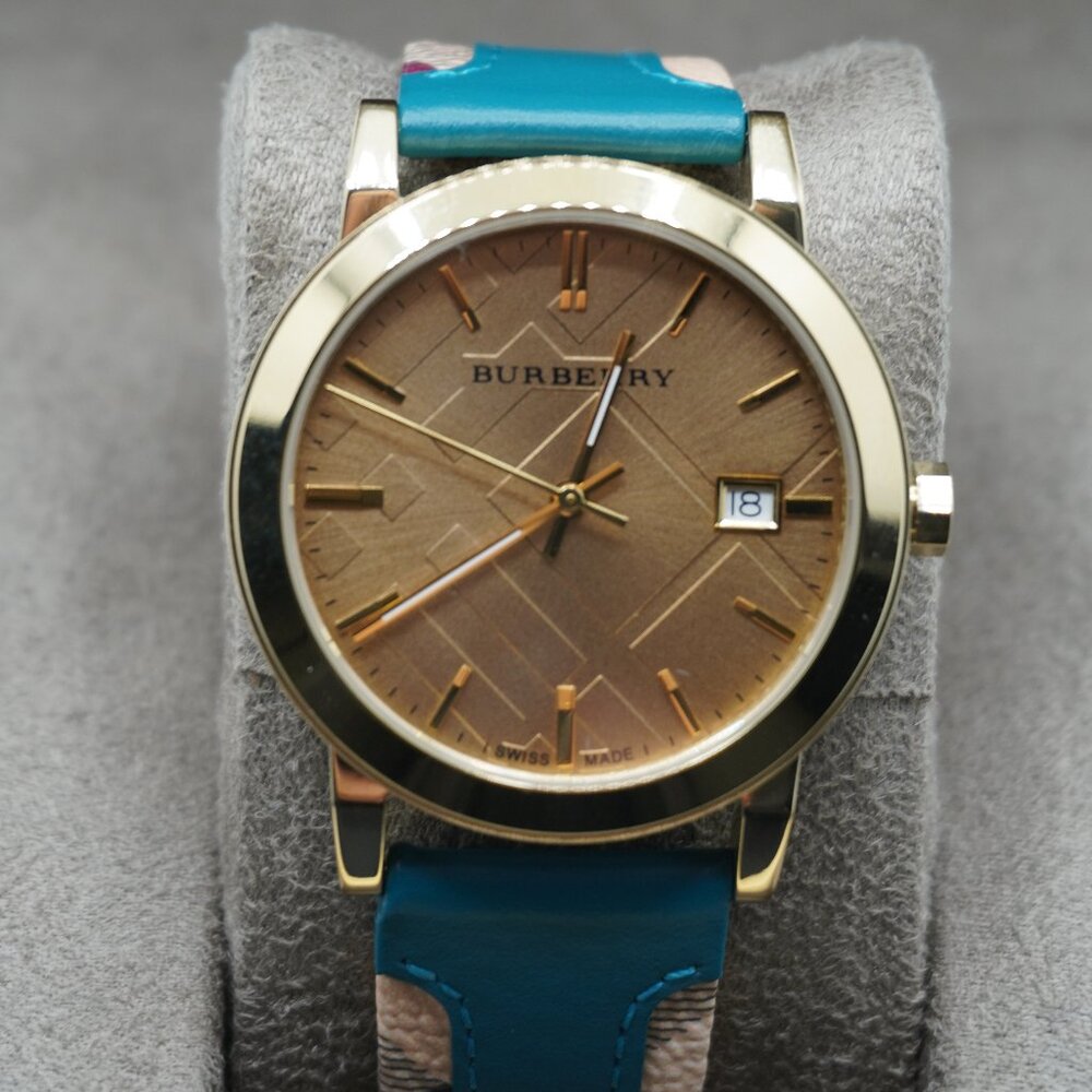 Burberry Bu9018 Haymarket Gold Tone Women's Watch